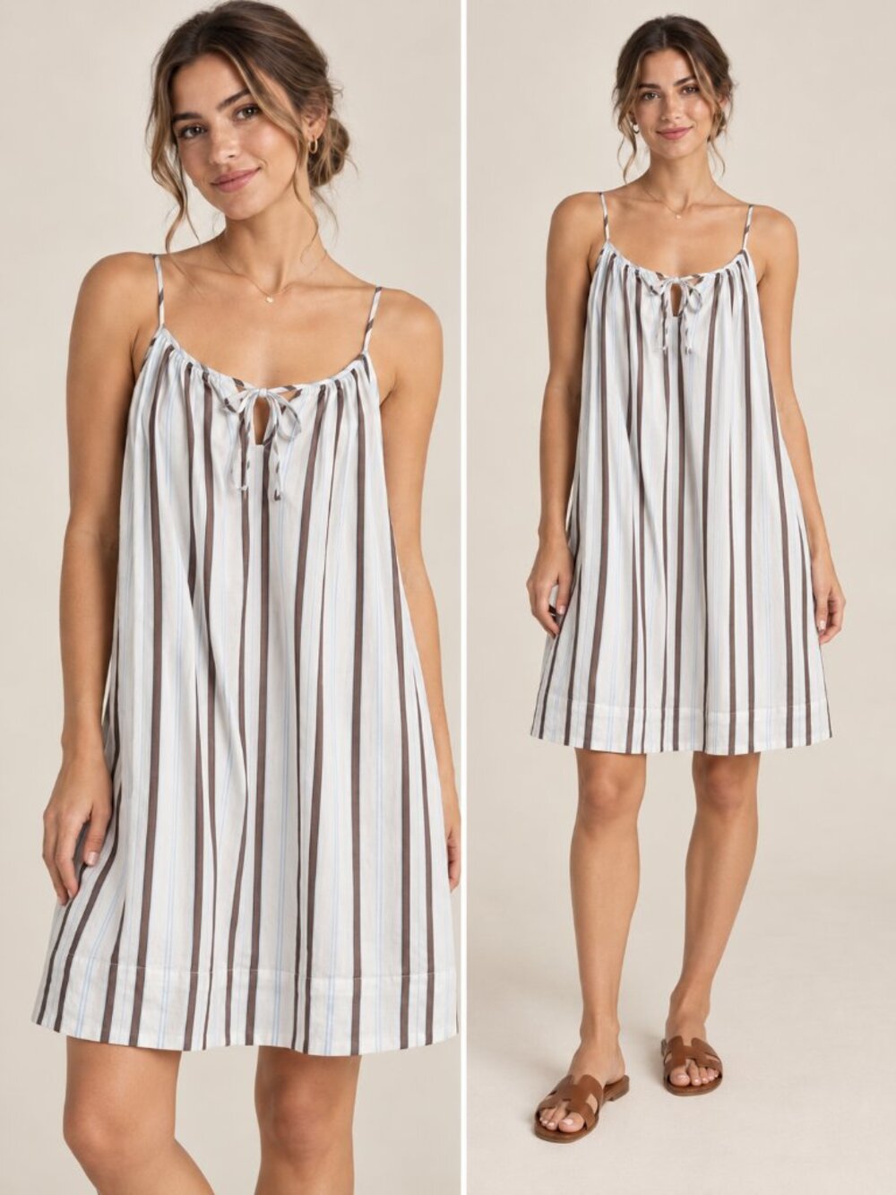 Solid & Striped Striped Mini A line Dress Tie Front Blue Small Nautical